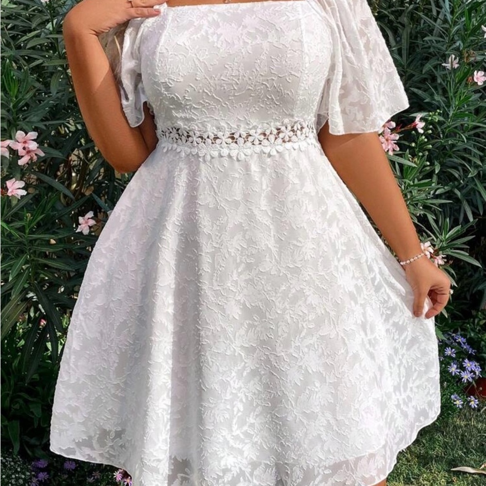 Elegant White Lace Floral Dress